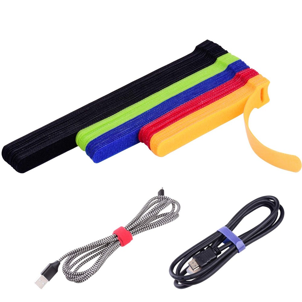 Oneleaf 60 Pcs Reusable Fastening Cable Ties With Hook Medium Multi-color
