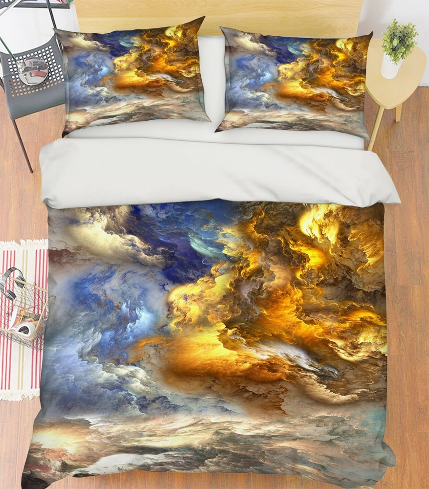 3D Golden Cloud ZHUA3363 Bed Pillowcases Quilt Duvet Cover Set Queen King Zoe