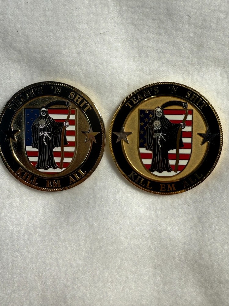 U.S. Navy SEAL Challenge Coin Set – Kill Em All and Trident Motto – 2 Coins