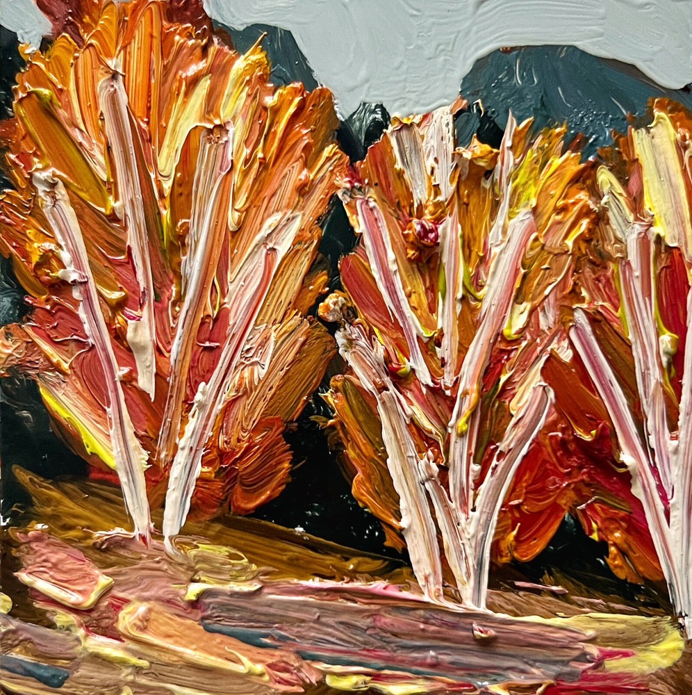Vibrant Autumn Trees Abstract Landscape Oil Painting from Ukraine