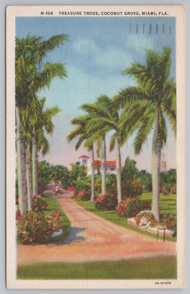 Linen~Treasure Trove Coconut Grove Miami Florida~Vintage Postcard