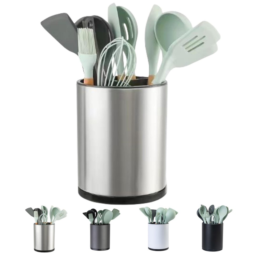 Kitchen Utensil Holder Extra Large 360°Rotating For Counter Organizer Stainle...