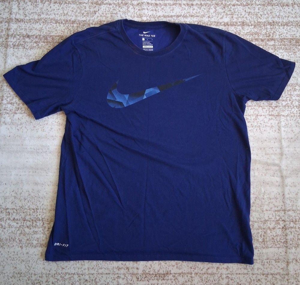 Nike The Nike Tee Dri-FIT Athletic Graphic Logo T Shirt Mens Large Blue DriFit