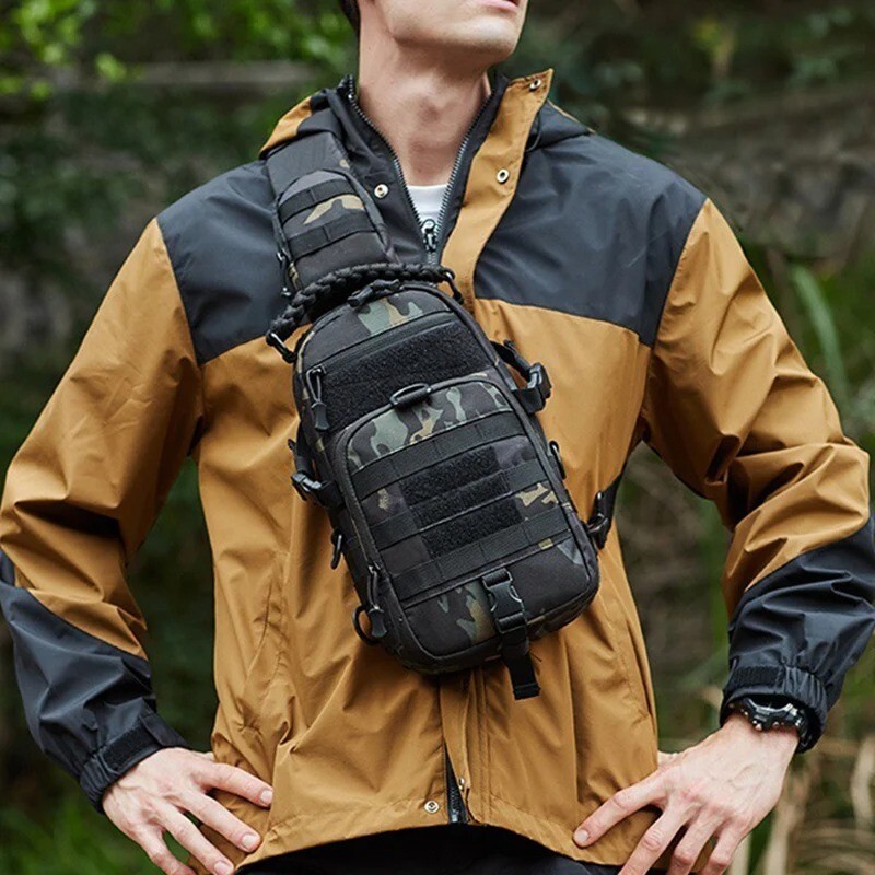 Men Outdoor Shoulder Chest Bag Tactical Backpack Travel Hiking Camping Sports