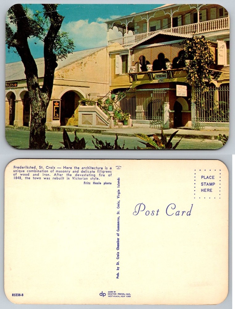 Frederiksted St. Croix Victoria House Virgin Islands Chrome Postcard