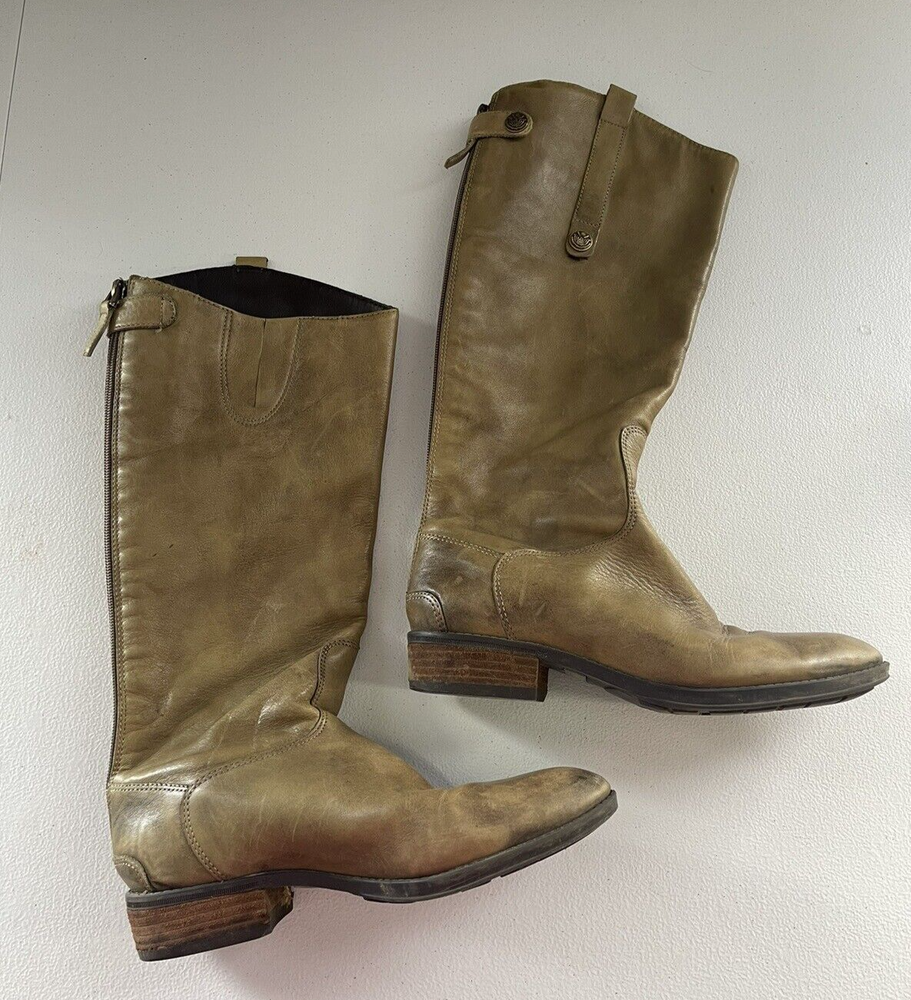 Sam Edelman Penny Leather Women's Riding Boots Size 7 Soft Olive Green