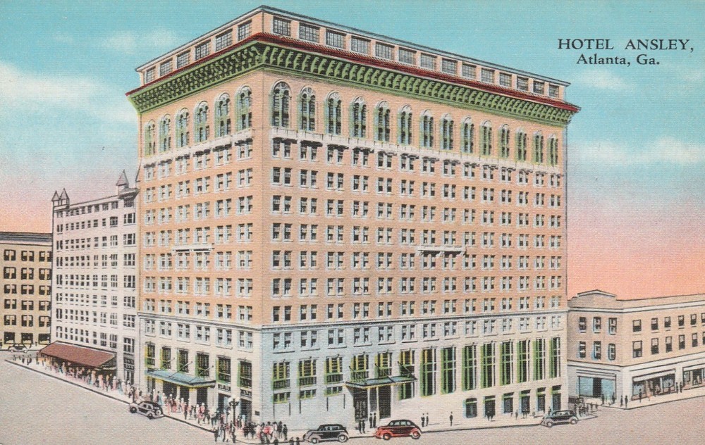 Hotel Ansley Atlanta Georgia GA Unposted Linen Souvenir postcard