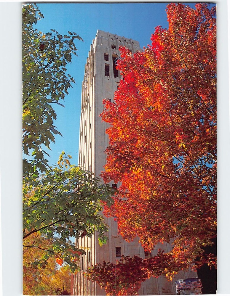 Postcard Burton Memorial Carillon Tower University of Michigan Ann Arbor MI USA