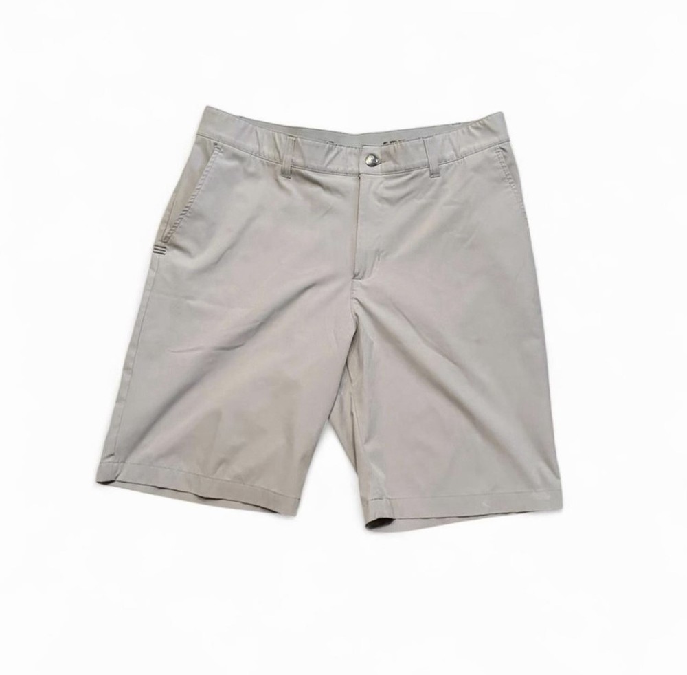 Adidas Men’s 34 Khaki Golf Shorts Stretch Performance Casual Flat Front