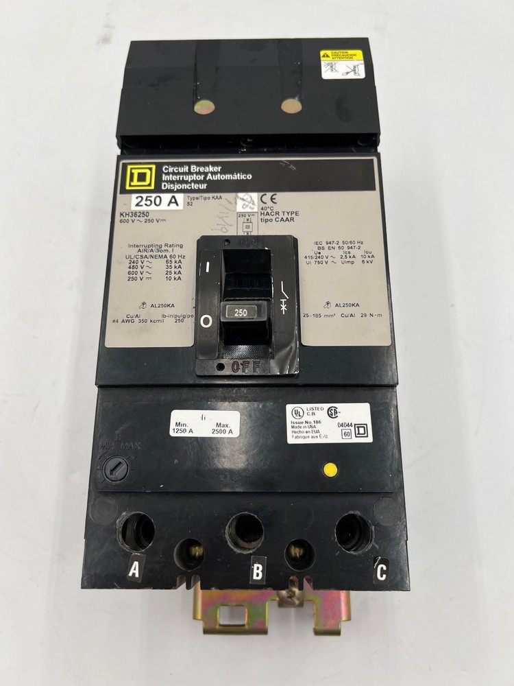 KH36250 I-Line Circuit Breaker 250A 600V 3P 3PH KH