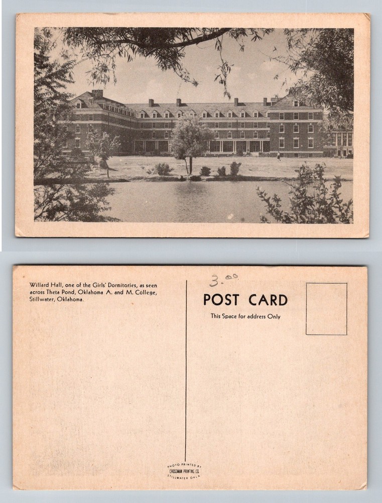 Stillwater, OK-Oklahoma, Willard Hall A&M College Dormitory Vintage Postcard