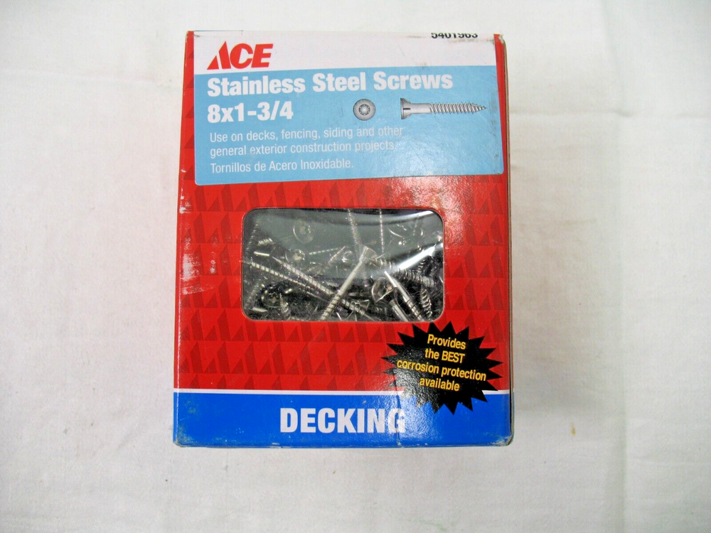 ACE Hardware 8x1-3/4 Stainless Steel Deck Screws T-20 Drive Type 17 Point 1lb Box-image