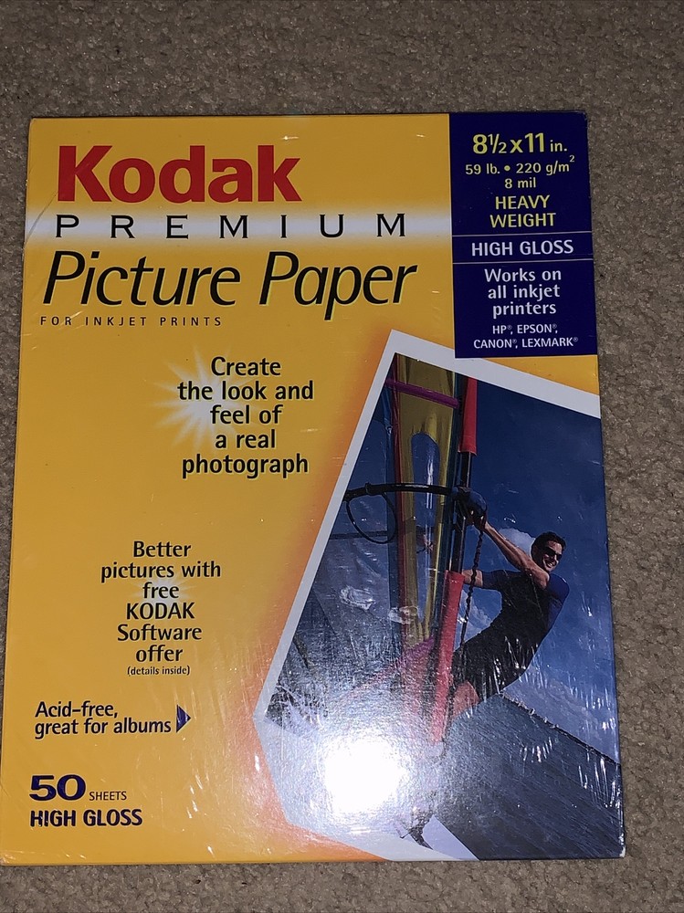 Acid Free kodak premium photo paper 8.5x11 59lb 8mil High gloss 50 sheets-image