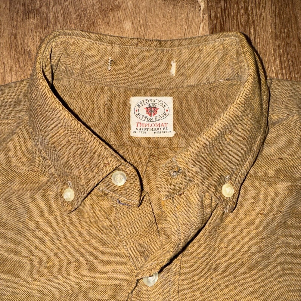 Mens Diplomat Dress Shirt Vintage 1960s MCM Oxford Cotton Sanforized USA Medium