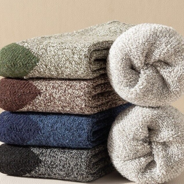 5-Pair Men's Heavy Duty Wool Thermal Work Boot Socks for Size 7-11