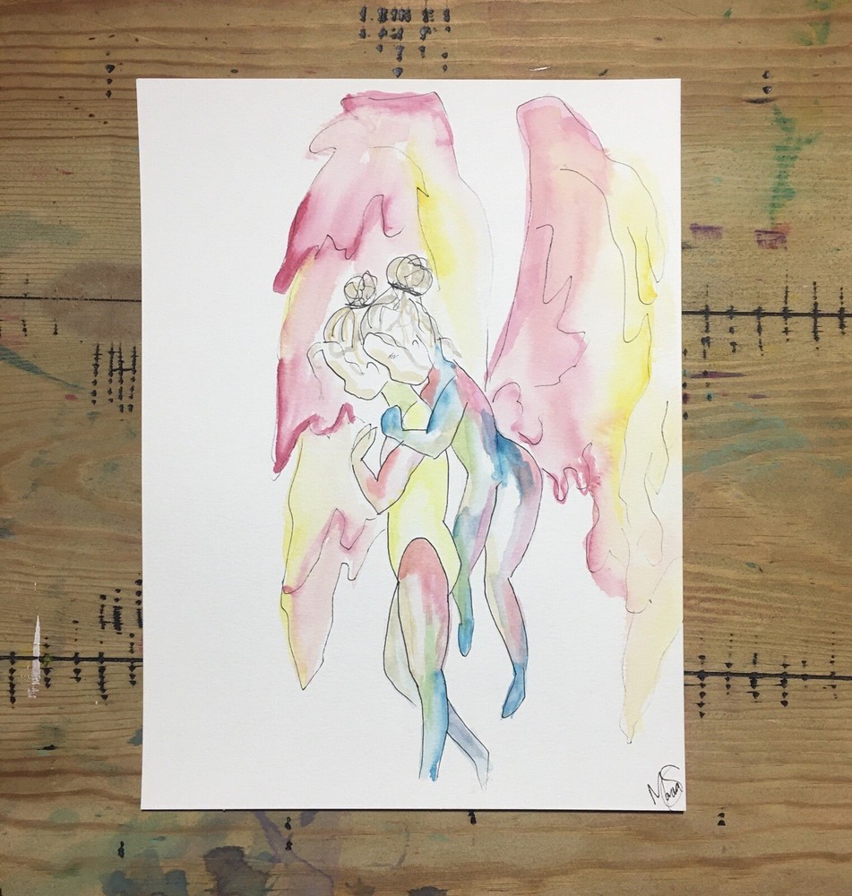 Maria Scalf 9x12 Figure Angel Angels Angelic Woman Modern Contemporary Minimal