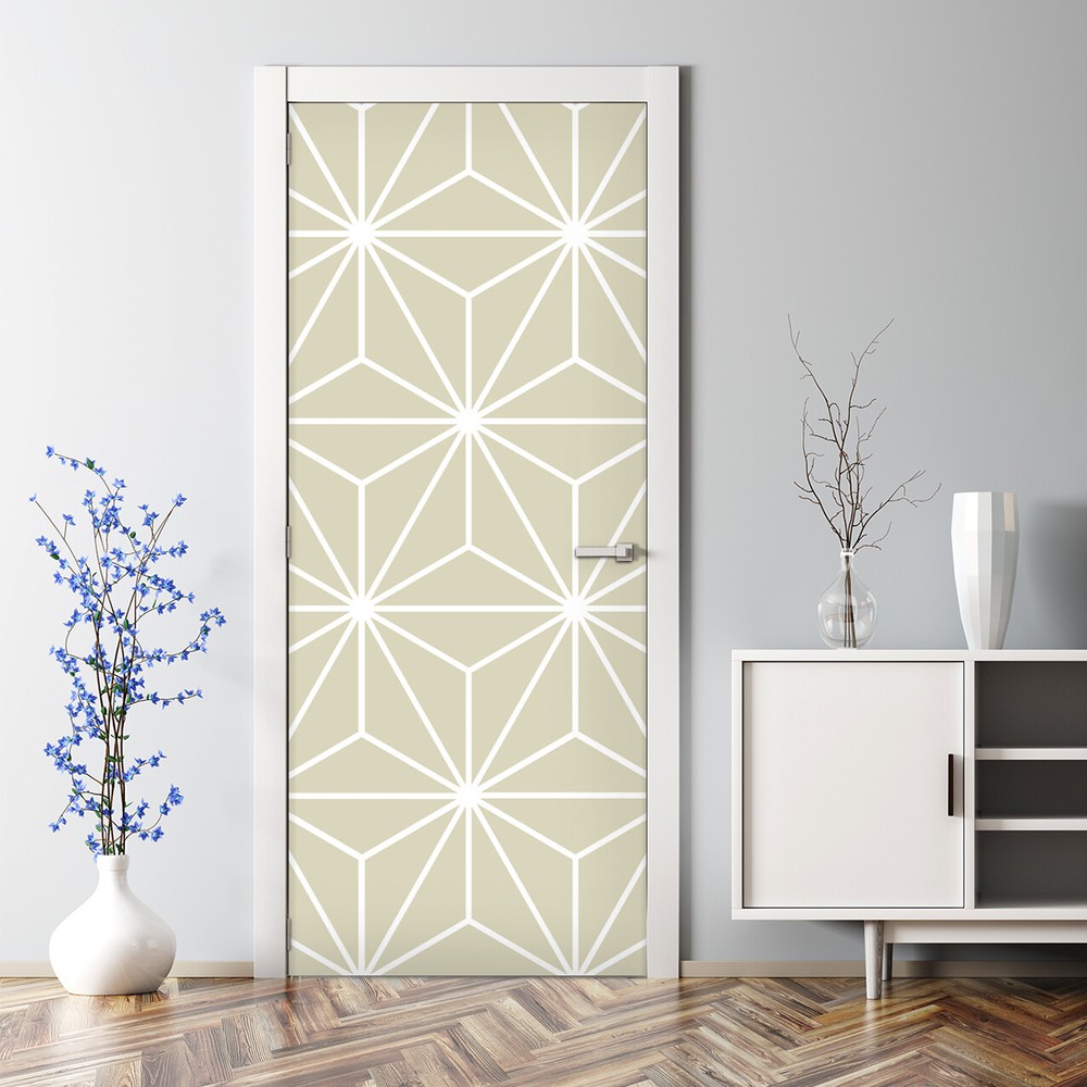 Geometric Grey and White Bubble Free Reusable Door Sticker Decal