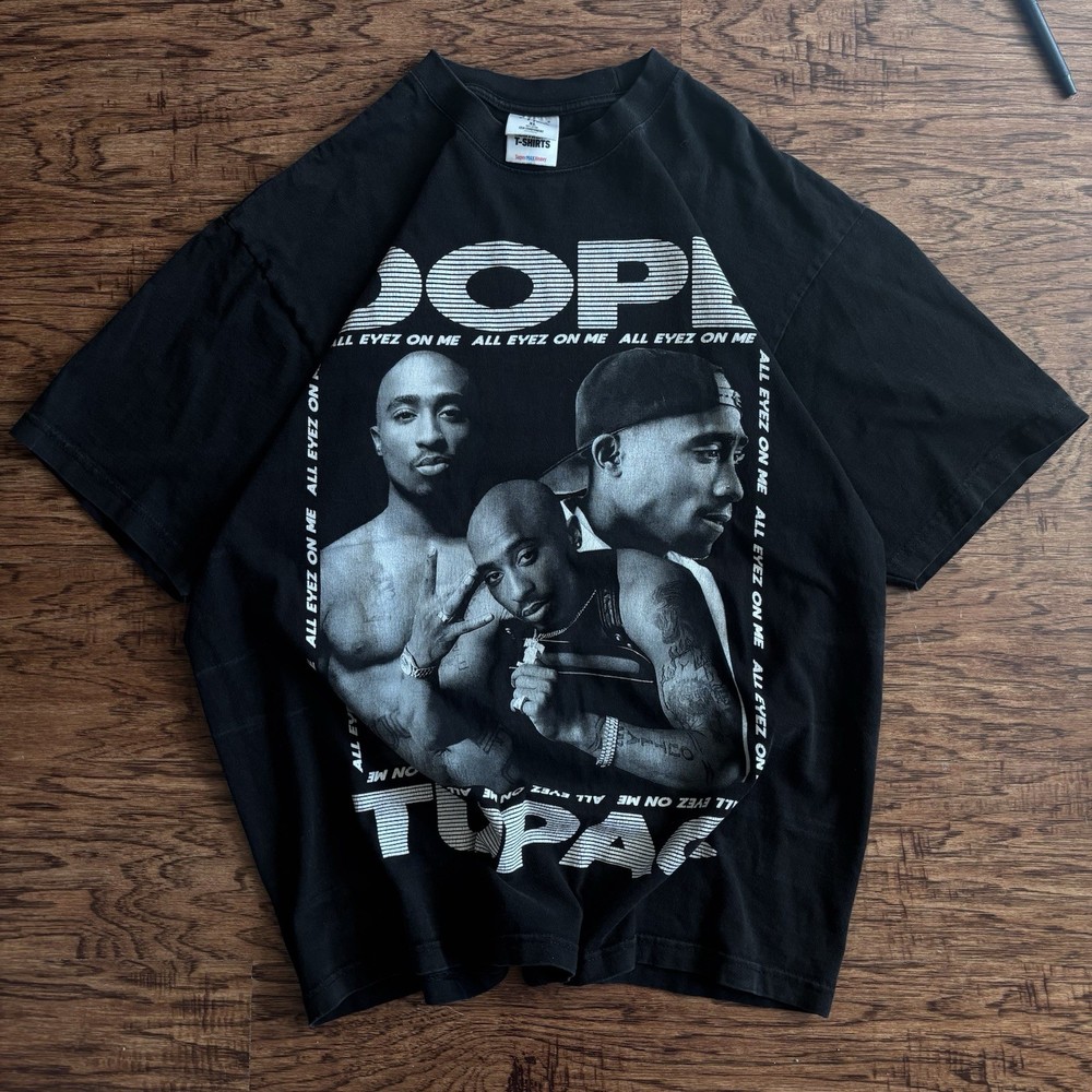 Vintage Tupac All Eyez On Me Rap Tee Size XL Black Graphic