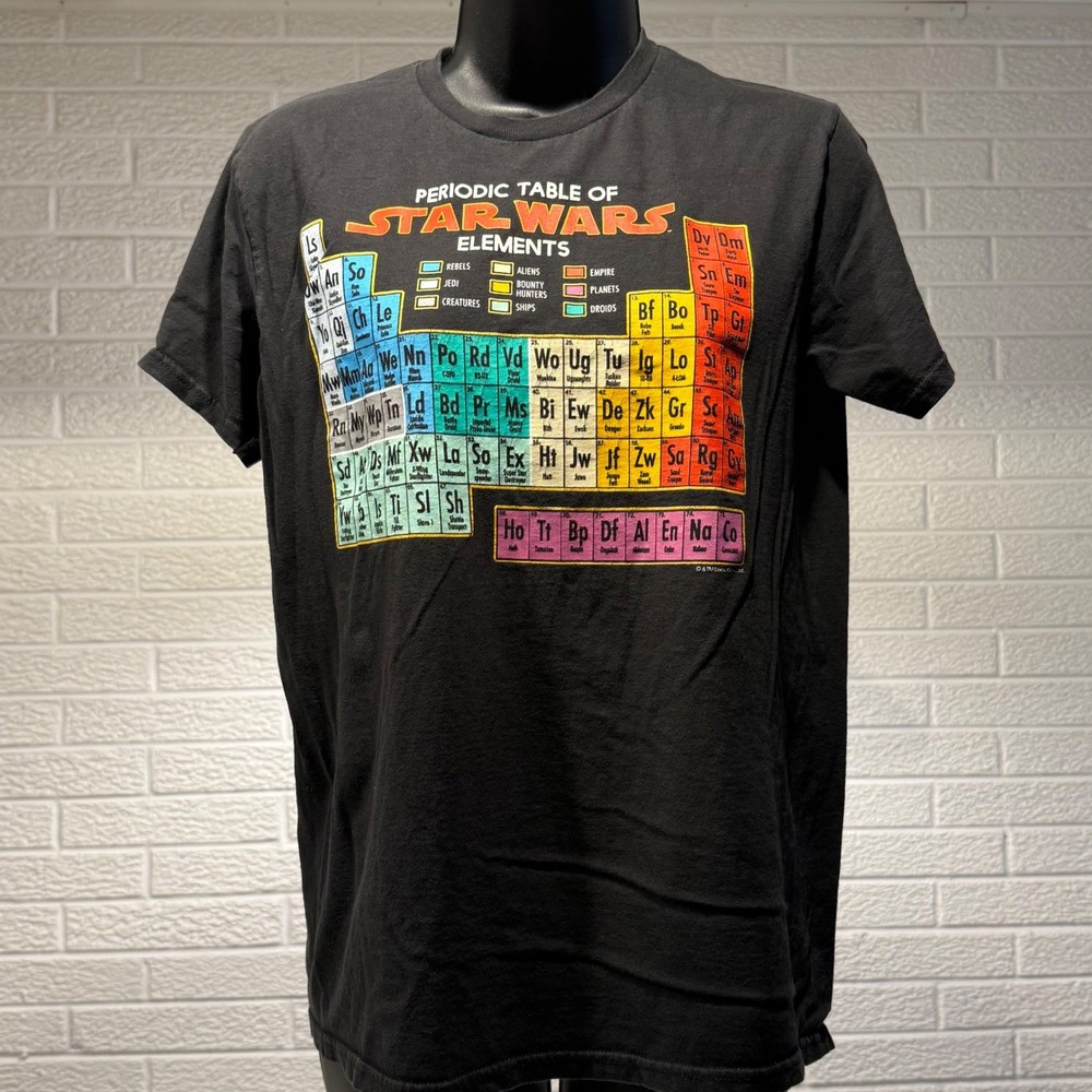 Star Wars Periodic Table Of Elements Graphic T Shirt Black Mens Medium