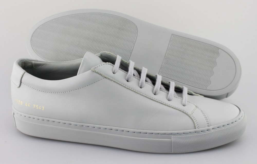 Men's COMMON PROJECTS 'Achilles 1528' Gray Leather Sneakers Size US 11 EUR 44-image