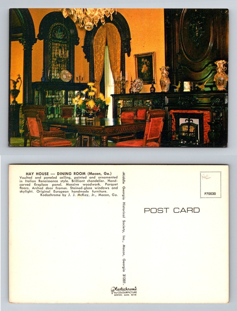 Macon GA-Georgia, Hay House Dining Room Interior View Vintage Postcard