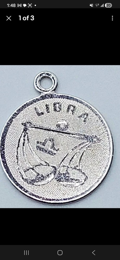 Sterling Silver Round Disc LIBRA Zodiac Scales Charm - Wells