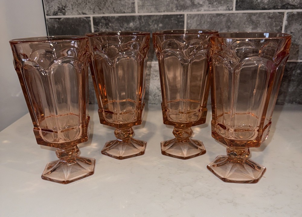 Vintage Fostoria Virginia peach footed ice tea glasses 7