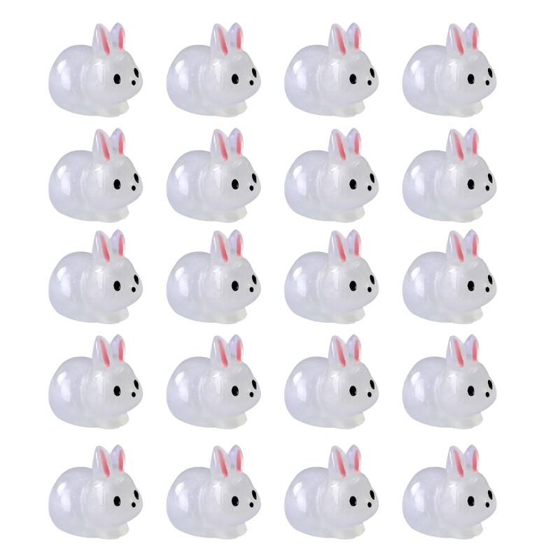 Miniature Glowing Rabbit Figurines 20pcs/set Resin Statue Decorative