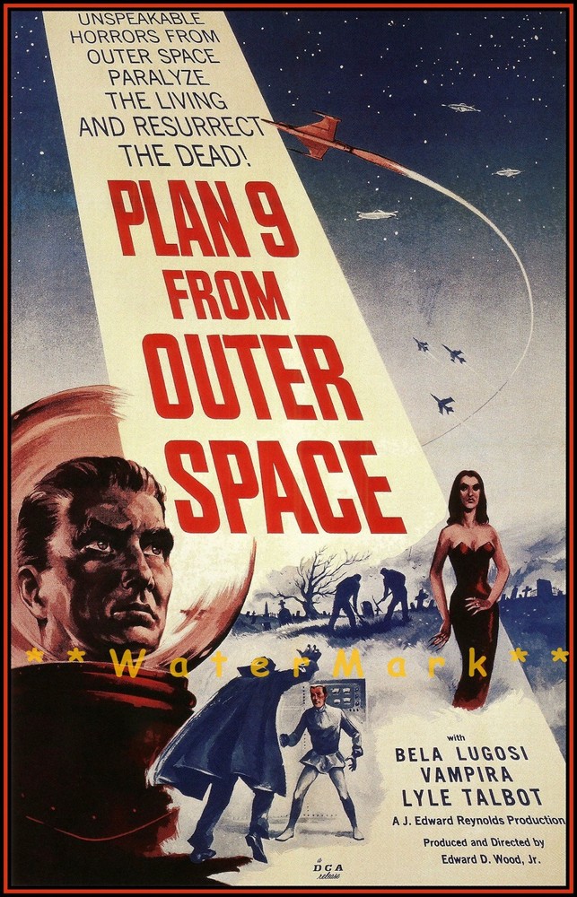 1959 Plan 9 From Outer Space Sci-Fi Horror Vintage Poster Print