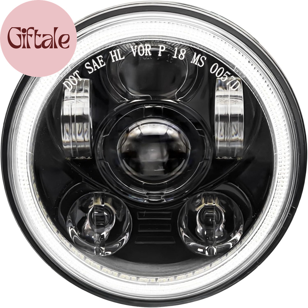 5-3/4 5.75 Inch LED Headlight Halo DRL Compatible with Harley Davidson Dyna Spor