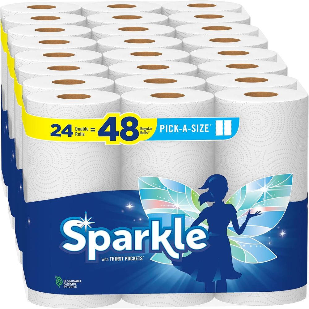 Sparkle Pick-A-Size Paper Towels, 24 Double Rolls= 48 Regular Rolls  Paper Towel