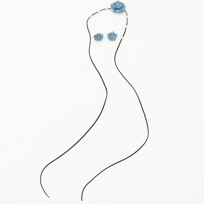 Flower Bead Clavicle Chain Earrings Necklace Romantic Rope Choker Jewelry