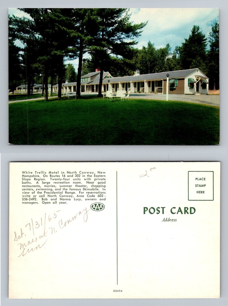 North Conway, NH-New Hampshire, White Trellis Motel White Mtns.Vintage Postcard