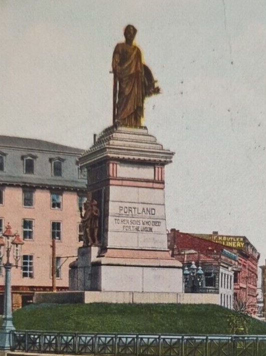 Portland Maine ME Civil War Soldiers Monument Antique Postcard c1910