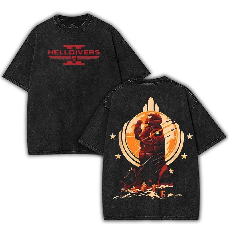 Helldivers 2 Fan-Art Unisex Heavyweight Cotton  T-shirt, Summer Outfit