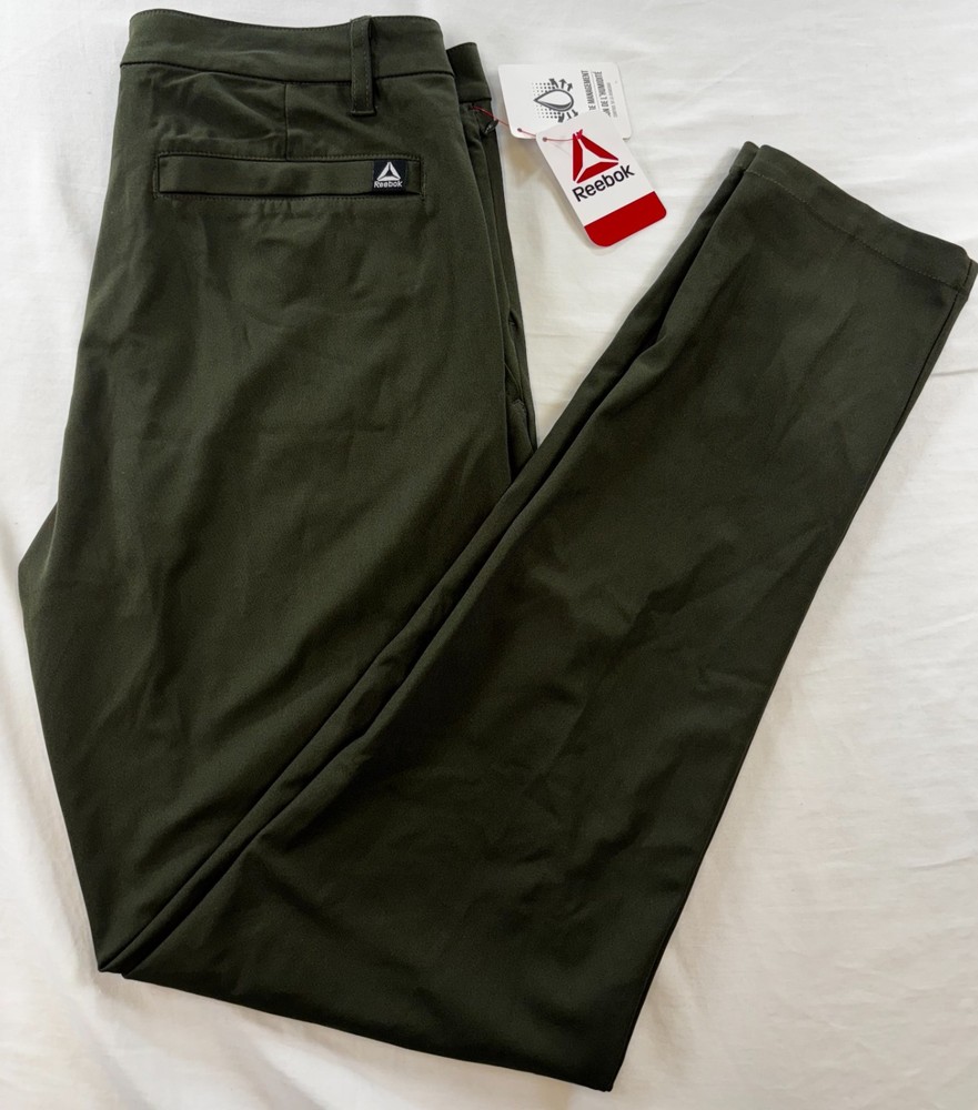 Reebok Athletic Pants Mens Sz 30x32 5 Pocket Green Tapered NEW NWT