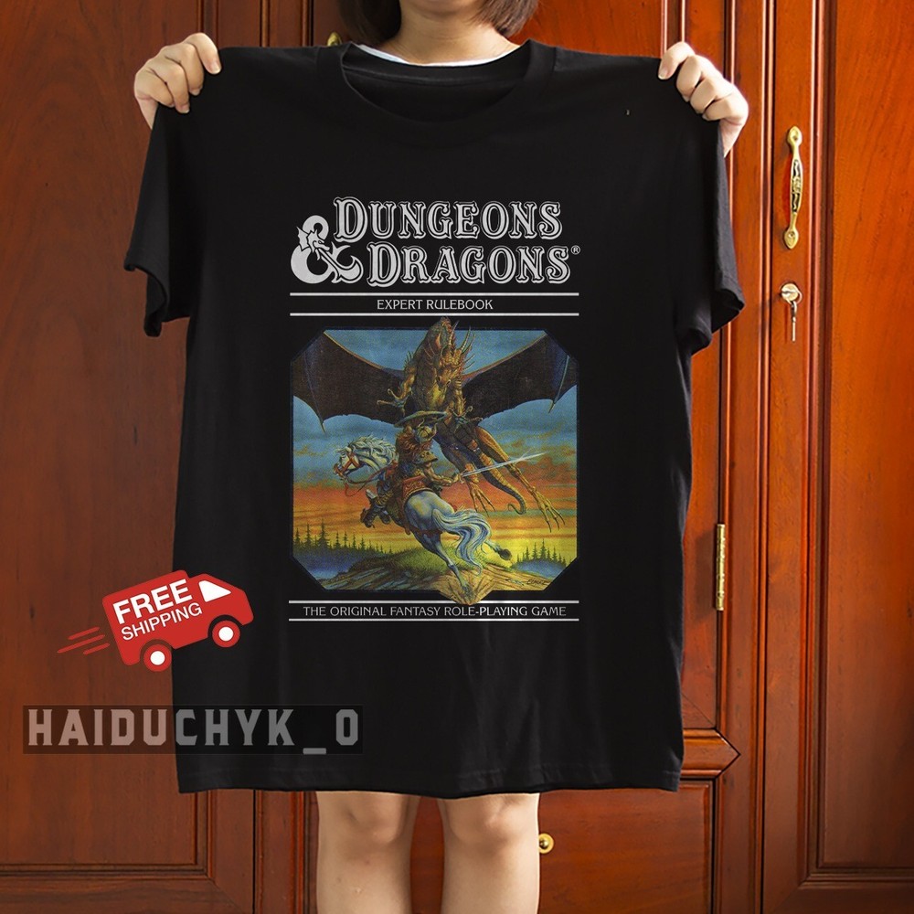 Dungeons & Dragons EXPERT RULEBOOK Retro Unisex Black T-shirt - Free Shipping