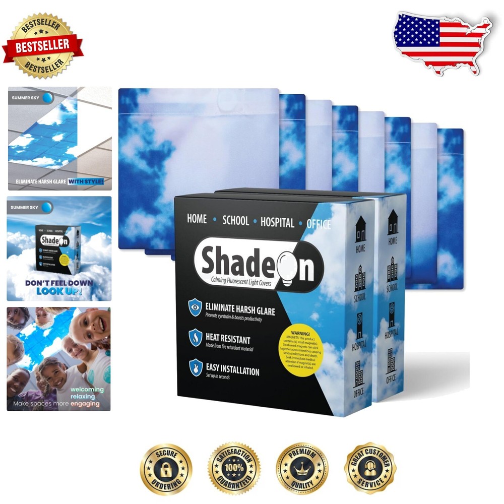 Transform Workspaces with 8 Magnetic Summer Sky Light Covers - Easy Install