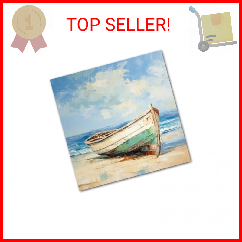 Yatehui Rustic Boat Canvas Wall Art Beach Picture Coastal Wall Decor Prints for