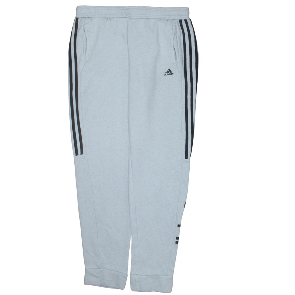 Adidas Mens Joggers Grey Fleece Three Stripe Logo Tapered Track Sweatpants M