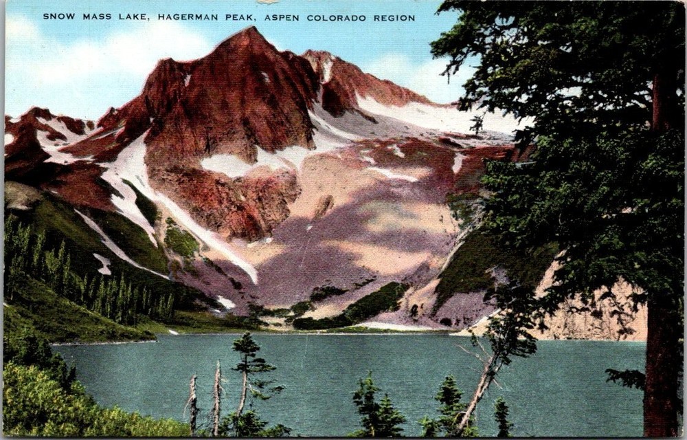 Snow Mass Lake Hagerman Peak Aspen Colorado Mountain View Postcard