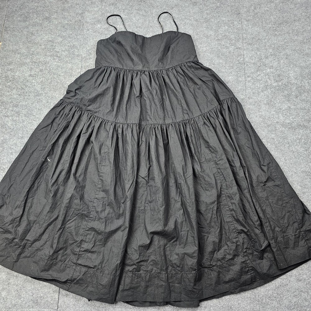 J.Crew Dress Womens 6 Black Poplin Tiered Babydoll Tea Midi Minimal Classic