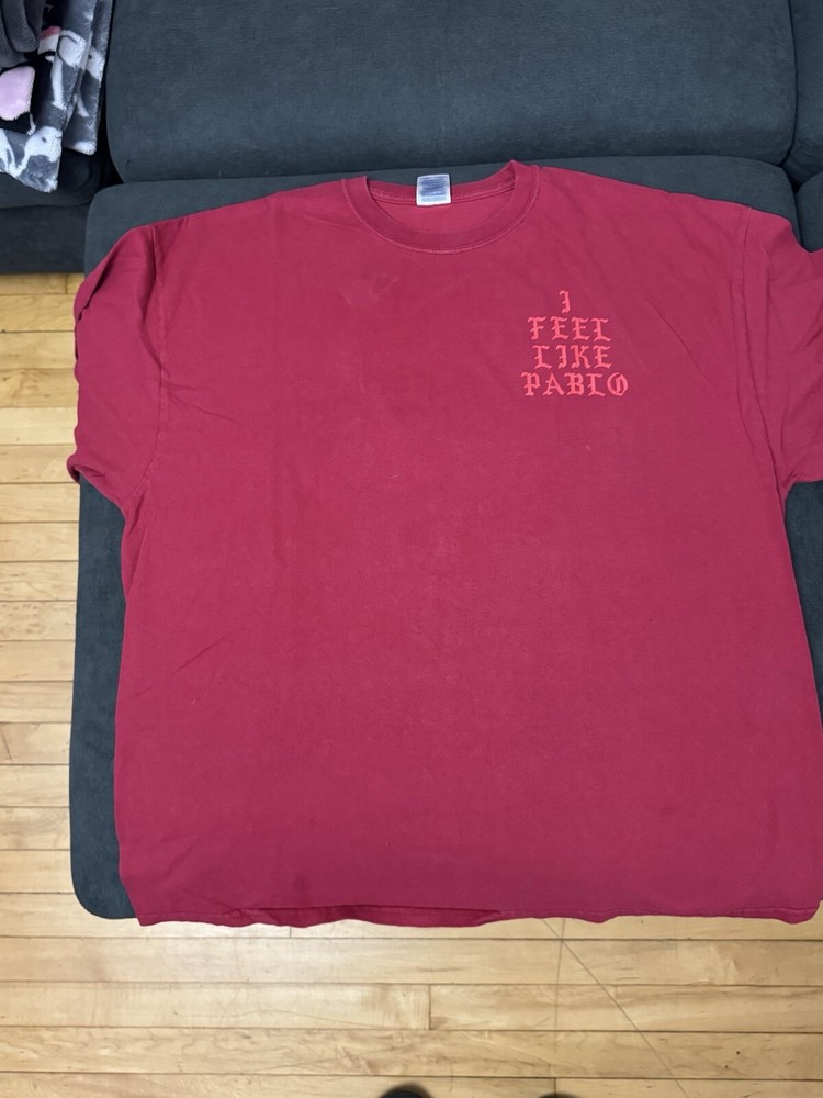 Kanye West I Feel Like Pablo T-Shirt Mens XL Red Long Sleeve Graphic Tee