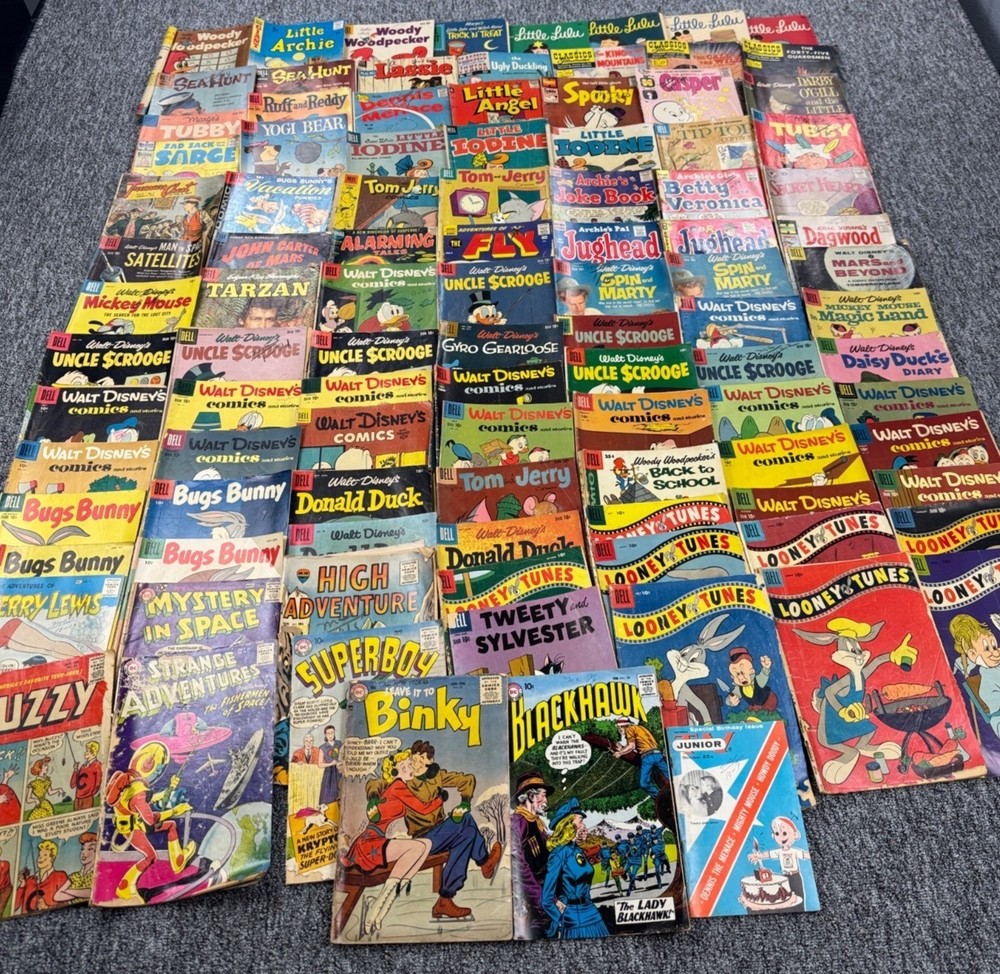 Vtg Comic Books DC Comic Walt Disney Looney Tunes 1950s-60s Lot of 107