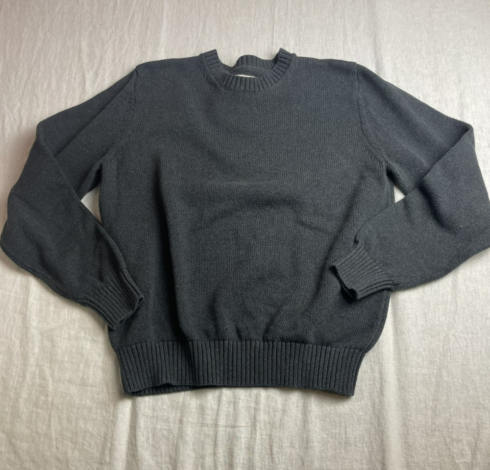 St. John's Bay Gray Mens M Cotton Knit Crewneck Preppy Classic Pullover Sweater