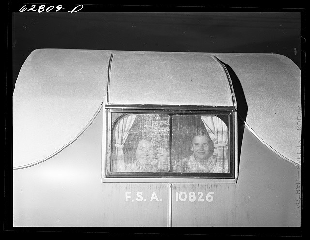 Photo:FSA Trailer Camp 1930s Couple in Window Farm Security Administration