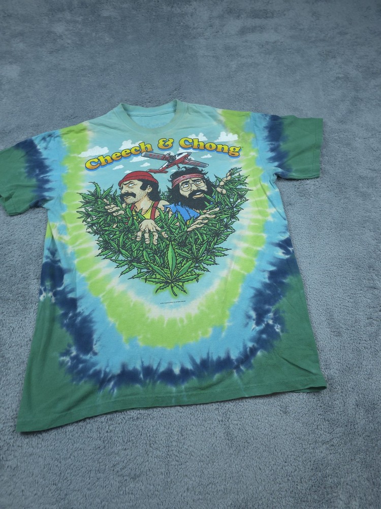 Cheech & Chong Shirt Mens Medium Tie Dye 2013 Comedy Graphic Marijuana Leaf Tee