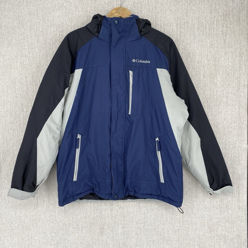 Vintage 90s Columbia Omni-Tech Blue Softshell Full Zip Jacket Mens Size M