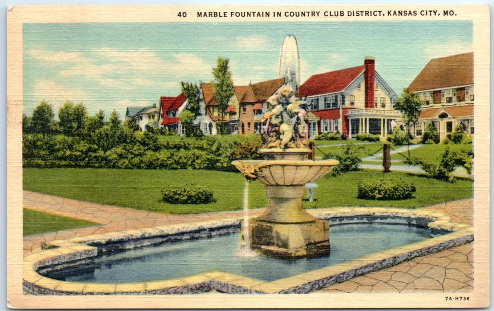 Postcard - Marble Fountain In Country Club District - Kansas City, Missouri