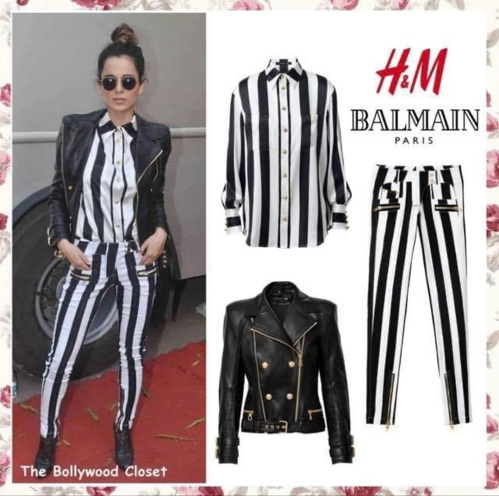BALMAIN H&M Silk Stripe Shirt FR38 Long Sleeve Black/White